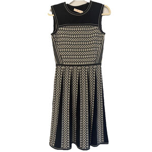 Tory Burch Women’s XS (but stretchy!) Black White Midi Designer Printed Dress